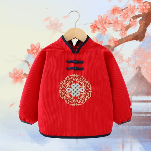 Детский демисезонный фартук для мальчиков, водонепроницаемый нагрудник, китайский стиль, анти-грязь