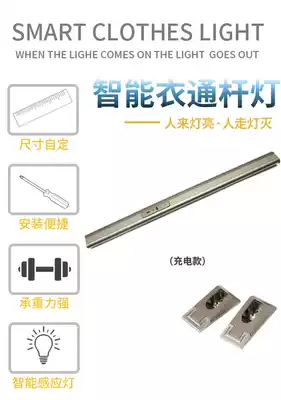 Customizable LED human body sensor hanger lamp wardrobe overall cabinet lighting lamp clothing rod USB sensor light