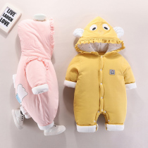 Baby jumpsuit winter dressing thickened autumn and winter suit out cotton warm baby Princess Cotton newborn clothes