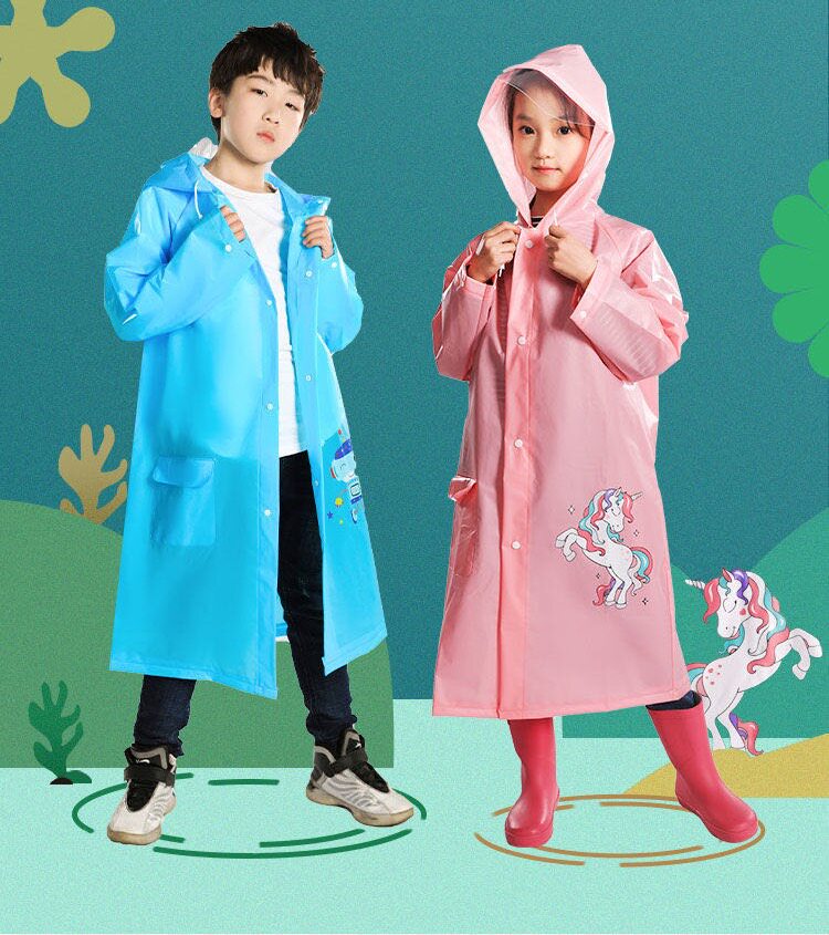 Children's raincoat primary school pupils to prevent heavy rain boys and girls all baby rain wear waterproof with bookbag package reflective strip