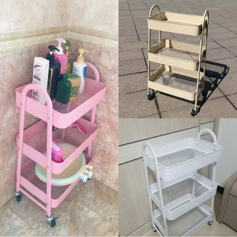 Metal Shelve Kitchen Moving With Wheels Bedroom Bunk Bed Thicken Beauty Salon Floor Minimalist Trolley Contained 