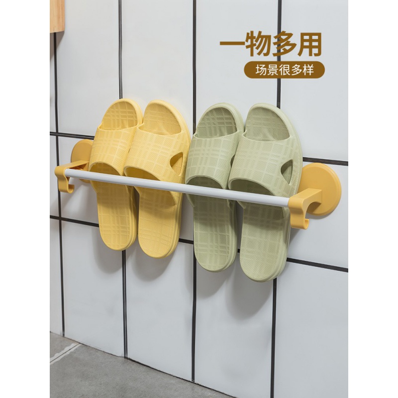 Towel rack free punching bathroom towel rack hook thickened rack single-bar towel bar toilet wall-mounted rack