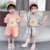 Bé gái mùa hè ngắn tay phù hợp với trẻ em váy mùa hè 2020 mới thời trang phương tây trẻ em lưới màu đỏ quần áo trẻ em hai mảnh - Phù hợp với trẻ em
