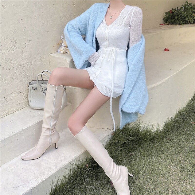 2021 Autumn Winter New soft glutinous minced cardiovert cardiovert jacket with long version seahorse swarm with gentle wind suit
