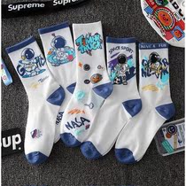 Autumn Winter Youth Ins Middle Cylinder Socks Male section Long 100 lapped Korean version Street sports basketball nets Red Tide Socks