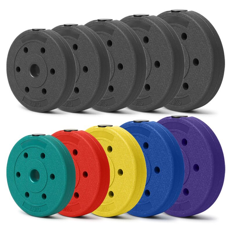 Environmentally friendly foot weight plastic coated dumbbell barbell plate color small hole dumbbell plate rocker weight block Guangzhou counterweight plate OEM