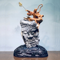 Cliff cypress King Tibet Bodhisattva root carving wood carving ornaments Buddha statue carving fine characters Handicrafts Statue of god Yabaiyan Cypress