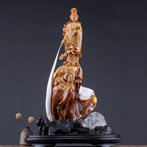 Cliff cypress wood carved thousand-handed Guanyin Buddha statue South China Sea sent son Guanyin Bodhisattva Free water Moon Guanyin carved statue ornaments