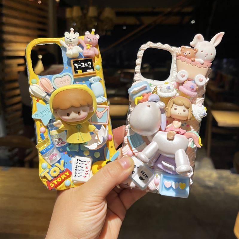 Cream rubber material bag cool doll self-made diy material for mobile phone case Diy full set of dolls made simple couple