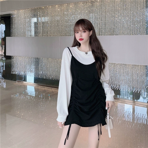 Осенний приталенный корсет, платье, комплект, штаны, 2020, круглый воротник, эффект подтяжки