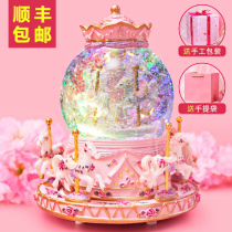 Chinese Valentines Day Valentines Day Gift Crystal Ball Music Box Snow Carousel Music Box Girls Birthday