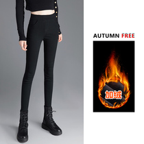 Black spring and autumn leggings women wear high waist elastic small black pants tight small feet pencil autumn and winter plus velvet magic pants