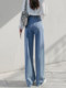 Spring and Autumn Retro Light Blue Wide Leg Jeans Women's 2026 New Straight Leg Loose High Waist Slim Floor-Mopping Pants