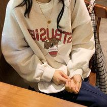 Sweatshirt women 2021 new spring and autumn thin Korean version of loose white long sleeve Super fire high-end foreign air age reduction shirt