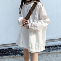 Sweater women 2021 new spring and autumn thin Korean version of loose white long sleeve lazy wind T-shirt shirt shirt ins Tide brand