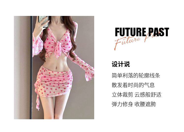 Розовый комплект, летний купальник, раздельный сексуальный топ с чашечками, 4 предмета   