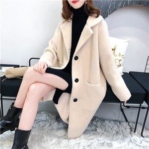 仿水貂绒大衣女外套秋冬季新款宽松女装