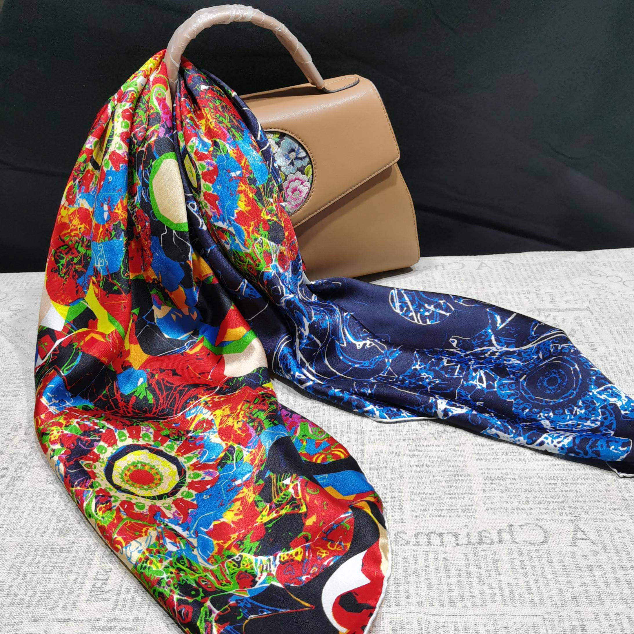 Song's Silk High section WJ0128-KS15 twill silk small square towel psycheelic ten thousand flower mirror sunflower 90 * 90