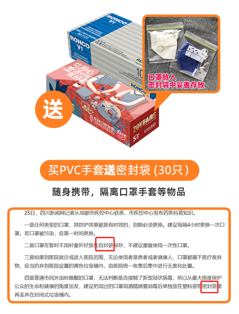 阿里官方自营 虾选 一次性PVC防护手套 100只 食品级材质 图1