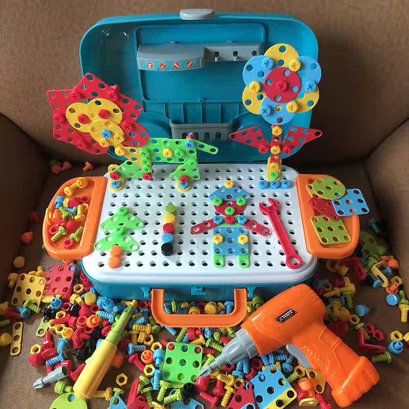 Children's disassembly and assembly of puzzle toy toolbox set group assembly deformation 3-year-old puzzle 4 hands-on 5 screw 6 boys