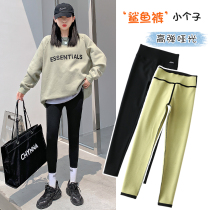 Shark skin beating bottom pants woman outside wearing spring and autumn style with velvety winter black tight Barbie yoga high waist lifting hip 80% pants