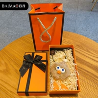 Подвеска из меха кролика рекса-утка-цвет чая с молоком [оранжевая подарочная коробка + подарочный пакет]