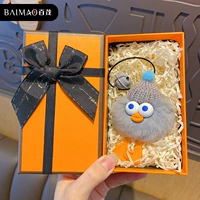 Подвеска-брикет из меха кролика рекса-утка-серый [оранжевая подарочная коробка]