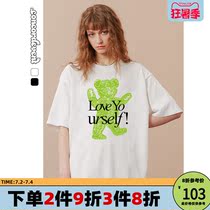 CONCORDEVENT Summer ins Little Bear Stamp Men and women Mistress Dress Short Sleeves Pure Cotton Casual Loose Tide Cards T-Shirt