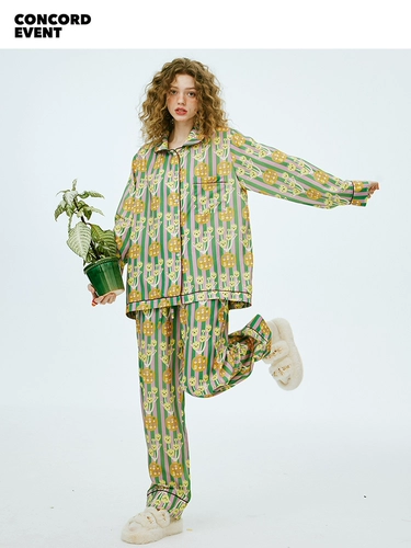 Конус 2025 весна и осенью Новый Тианси Большой глаз, пижамы, пижамы свободные отпечатки семейная одежда для женщин, набор для женщин