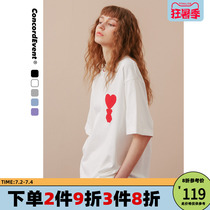CONCORDEVENT Guochao T-shirt 2022 Heavy-pound summer dress lover Loving Little Bear Short Sleeve American Compassion