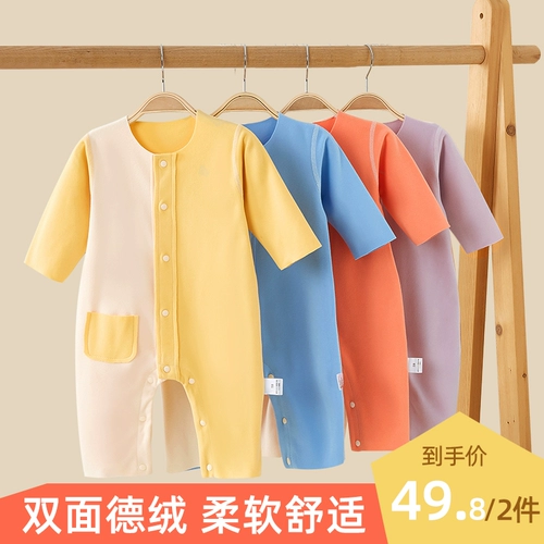 Детское демисезонное осеннее бархатное термобелье, удерживающее тепло боди, пижама для новорожденных, осенний комбинезон