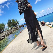 Maternity pants summer new Chiffon wide leg pants split nine-point culottes loose large size thin section wear tide mom