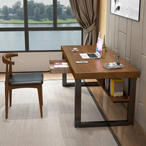 Solid wood desk American simple home study bedroom Nordic industrial style simple desk computer desk writing table