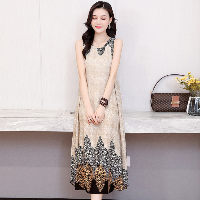 38poplin  Nightdress female pure cotton new pattern summer Thin Sleeveless Medium and long term Increase fertilizer Big size easy Fat mm pajamas