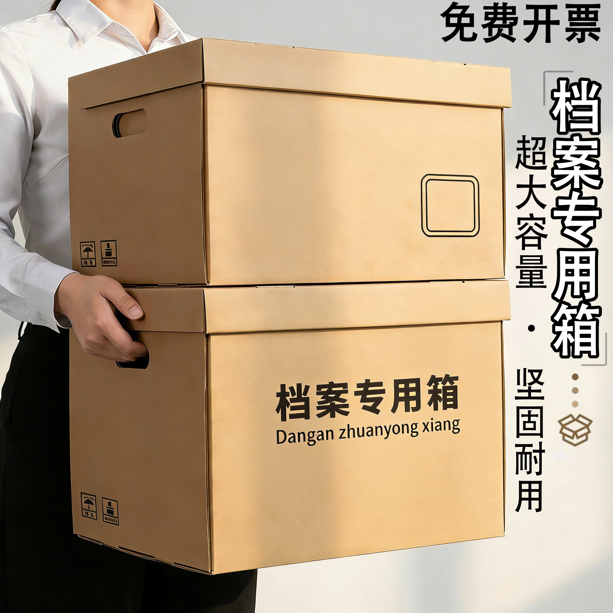 牛皮纸档案箱收纳专用会计收纳盒大容量加厚牛皮纸箱财务票据文件盒A4文件办公用品档案盒大号保管资料档案箱