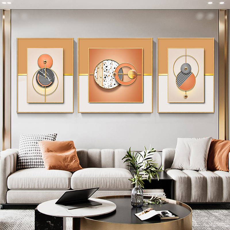 Light Extravagant Living Room Decoration Painting Modern Soft-mounted Sofa Background Wall Triptych Abstract Minima Hanging Paintings Upscale Fresco-Taobao