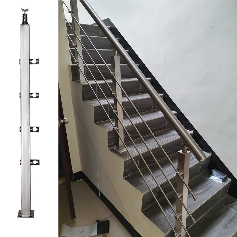 Balcony guard column Stairs armrail fence pipes stainless steel staircase column square fence stairs
