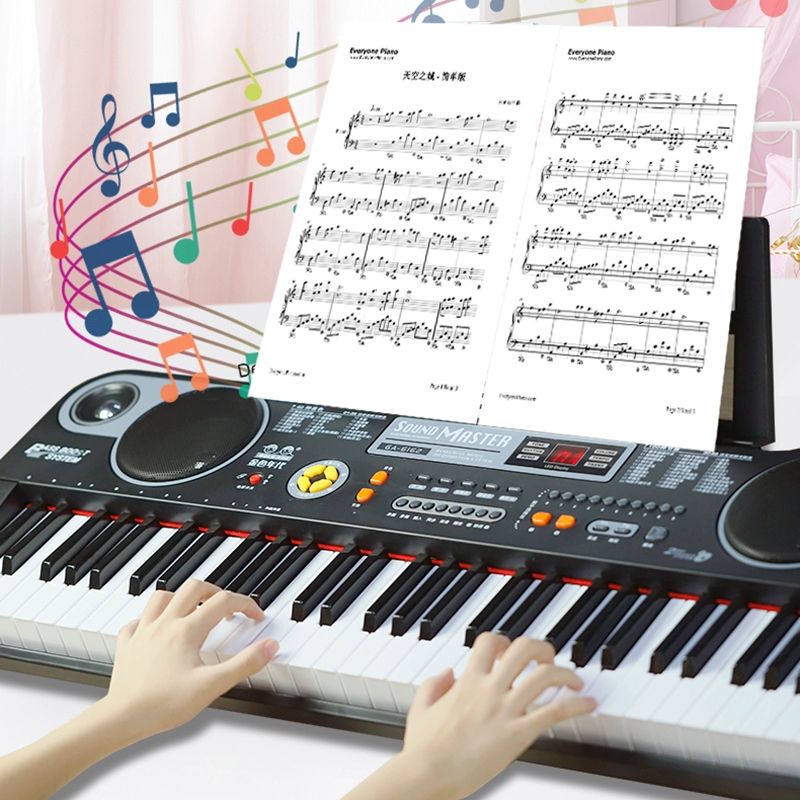 Trẻ em piano điện tử đa chức năng cho bé mới bắt đầu 3-6 tuổi 4-5 cầm tay có thể chơi đồ chơi nhạc piano 61 phím - Đồ chơi âm nhạc / nhạc cụ Chirldren