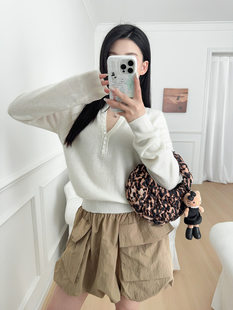 Чистый юань 25 новинка зимний осеннний хеджирование шерсть смешивание свитер кнопки карман в юбке серый по возрасту Добираться тонкие волосы Одежда