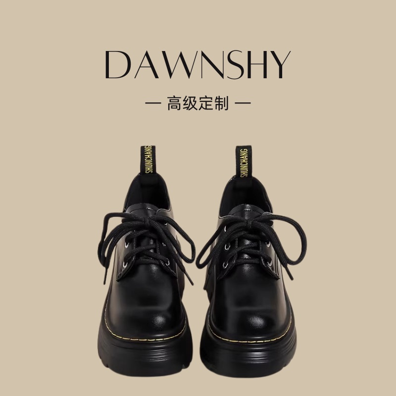 Dawnshy Thick-Soled Leather Shoes for Women, Popular Model 2026 New Style, Height-Increasing Round-Toe British Style Martin Loafers