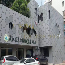 Gray perforated aluminum plate exterior wall white fluorocarbon paint perforated door head mountain-shaped wave arc aluminum veneer background wall