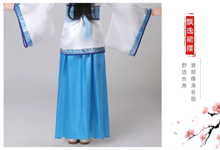 Trẻ em Hanfu nam trang phục biểu diễn trang phục nữ trang phục biểu diễn phong cách Trung Quốc trang phục biểu diễn ba nhân vật cổ điển trang phục trẻ em Trung Quốc - Trang phục
