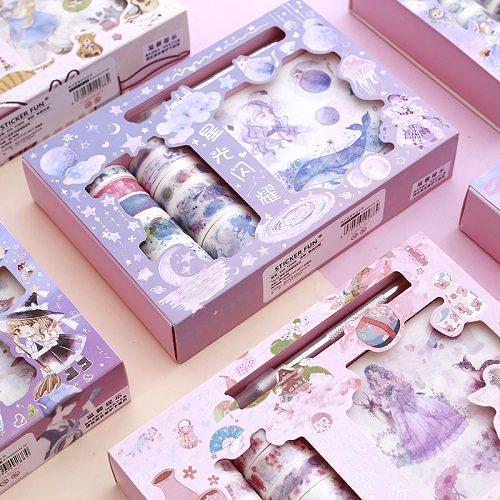 10+10 hand account tape sticker net red style ancient character and paper tape cute color printing hand ledger tape material gift package set small fresh girl heart simple ins wind tape