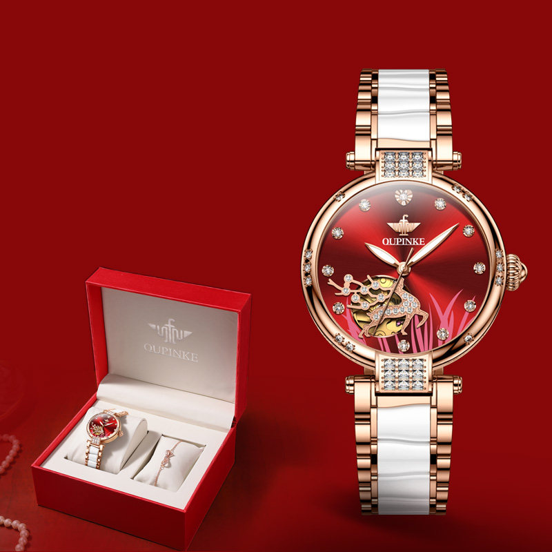 Swiss new ladies fully automatic mechanical watch luminous waterproof top brand Ceramics Wristwatch 