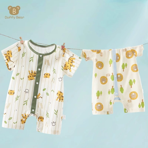 Детское летнее хлопковое боди для мальчиков, летняя одежда для девочек, тонкая пижама, короткий рукав