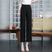 Short Chiffon Wide Leg Pants for Women with High Waist and Draping Feeling, Mom's Pants for Summer Thin Ice Silk 9/4 Loose Straight Leg Pants