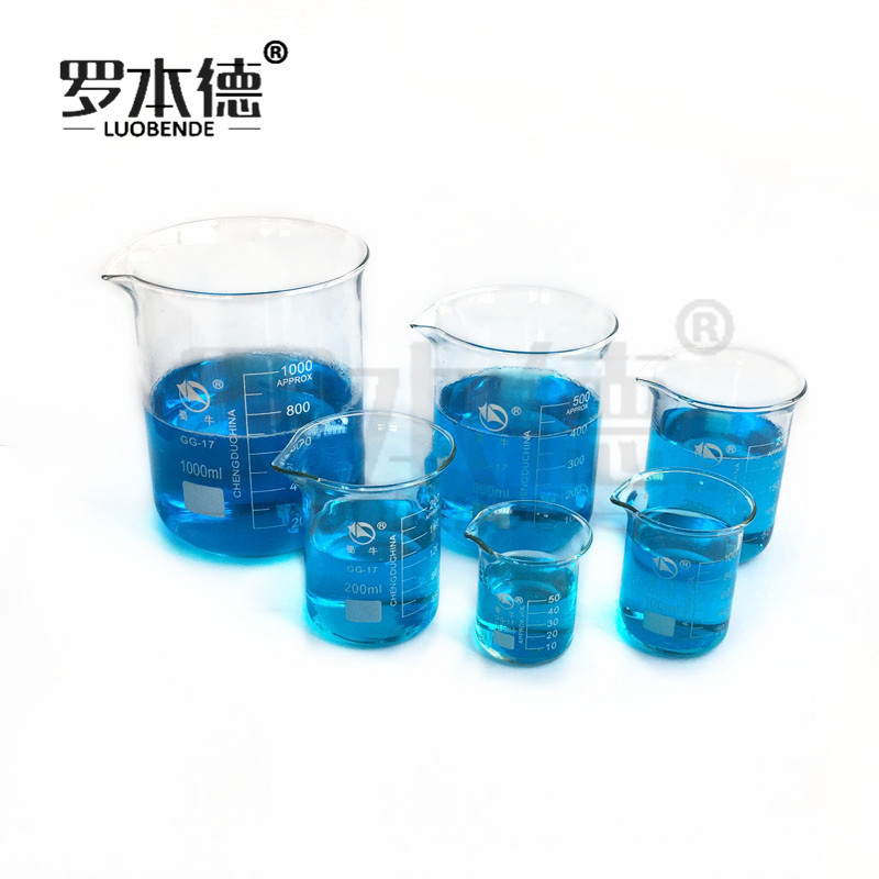 蜀牛玻璃烧杯25 50 100 150 200 250 300 400 500 600  800 1000 2000 5000ml 低型 带刻度玻璃量杯 实验器材