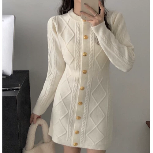 Элитное изысканное базовое осеннее демисезонное модное платье, увеличенная толщина, коллекция 2023