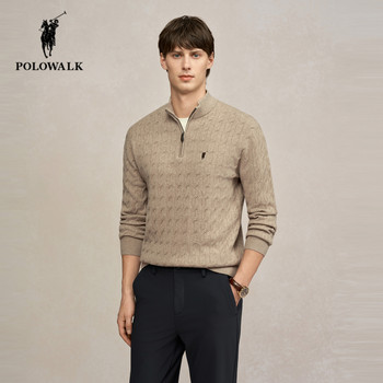 Polowalk new autumn cable tie collar sweater Polowalk new autumn cable tie collar sweater
