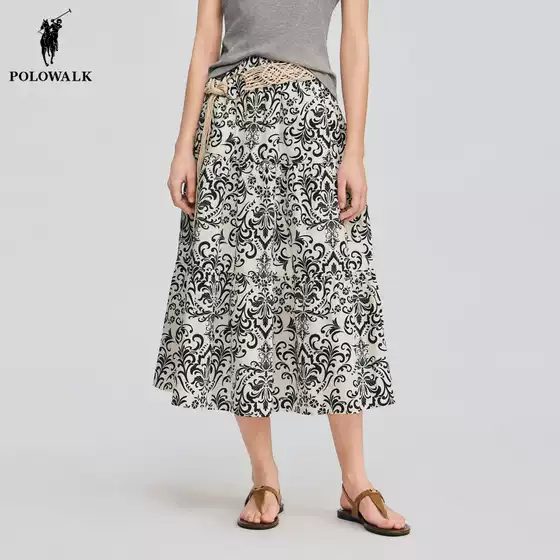 Polowalk Printed Skirt for Women 2026 Spring and Summer New Style Polo Women's Simple Casual Elastic Waist Skirt